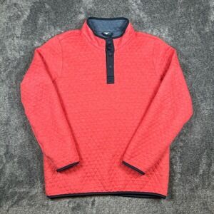 Marine Layer Reversible Quilted Pullover Mens M Red Blue Snap Fleece Casual